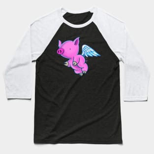 Cute Funny Flying Pig Baseball T-Shirt